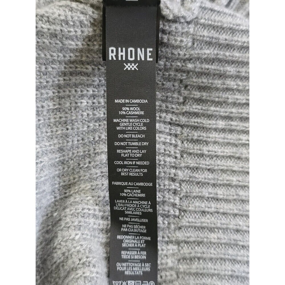 Rhone Sweater Mens Medium Gray Wool Cashmere Ribbed Crewneck Luxury - Picture 9 of 10